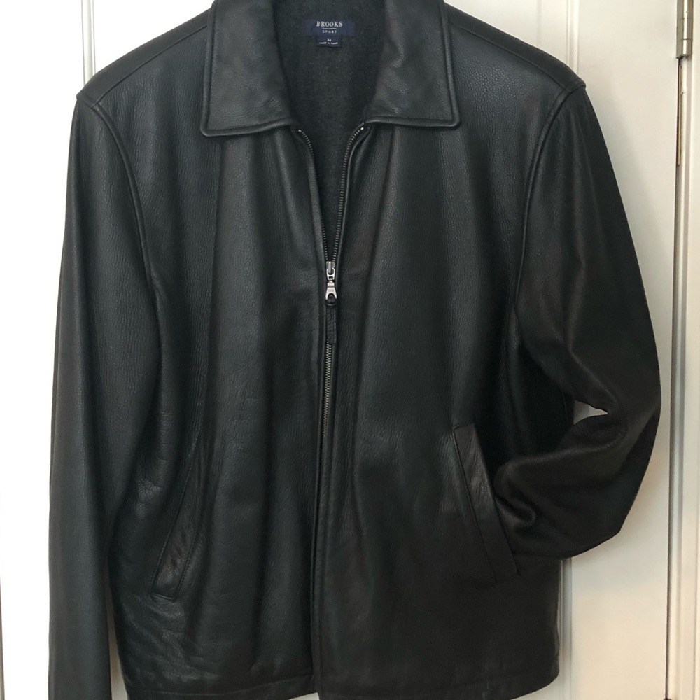 Black Leather Jacket - Sz M.
